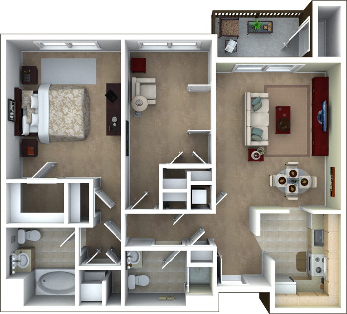 The Essex - a one bedroom with den senior living apartment available at Crane