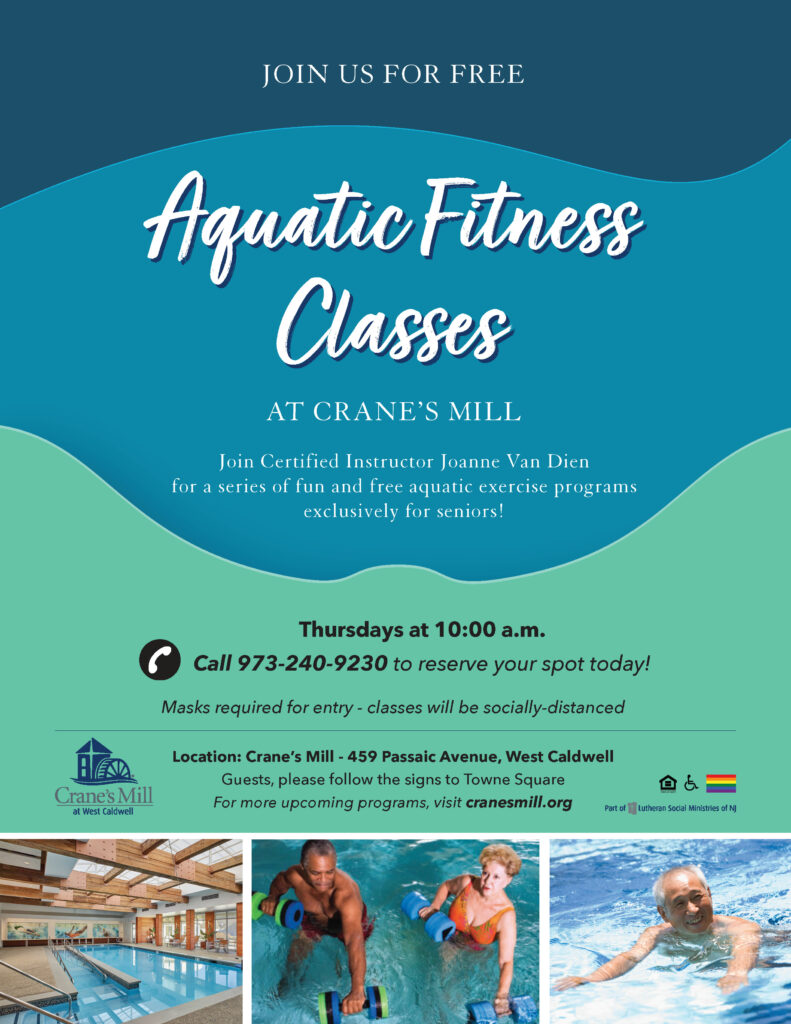 Aquatic Fitness Classes at Crane's Mill Thursday at 10:00 a.m.